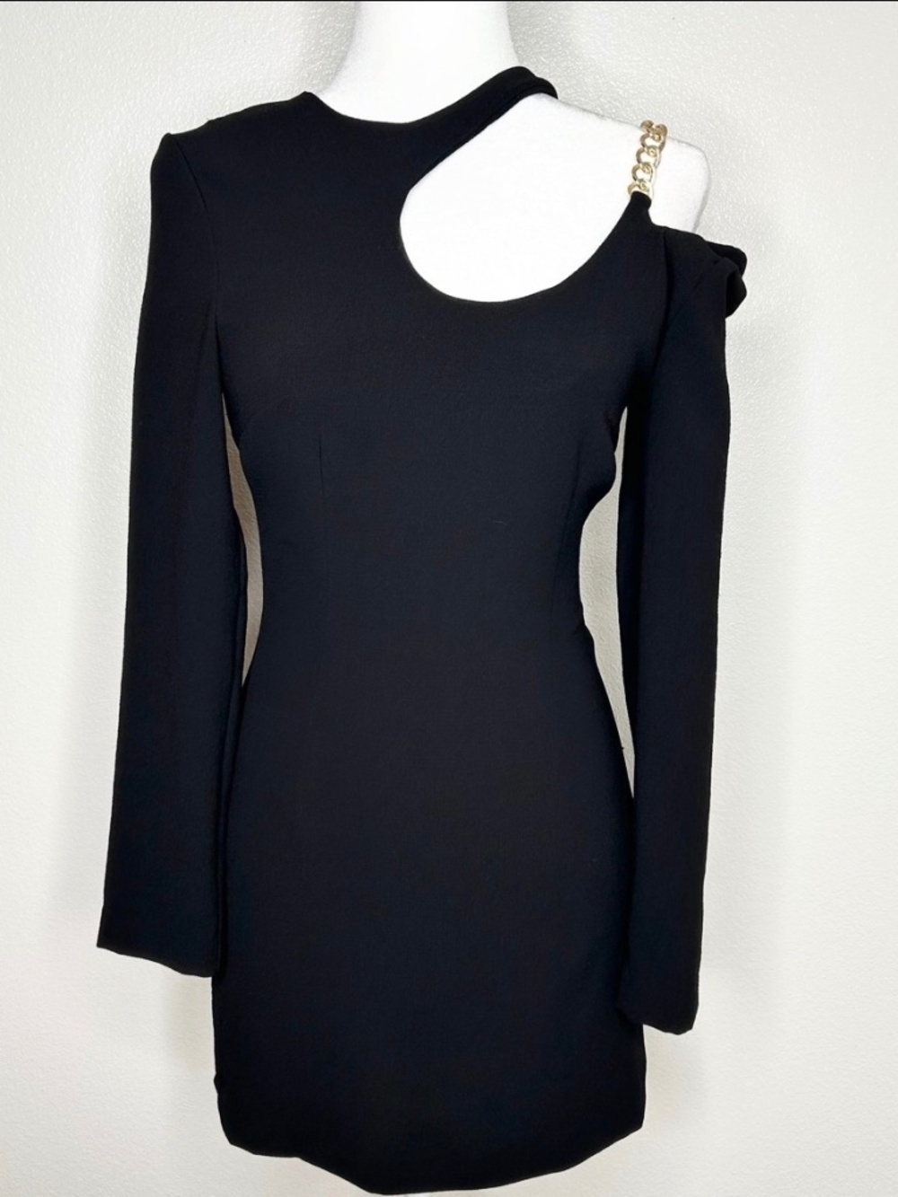ZARA Womens Black One Shoulder Long Sleeve Mini Cocktail Dress Size S EUC